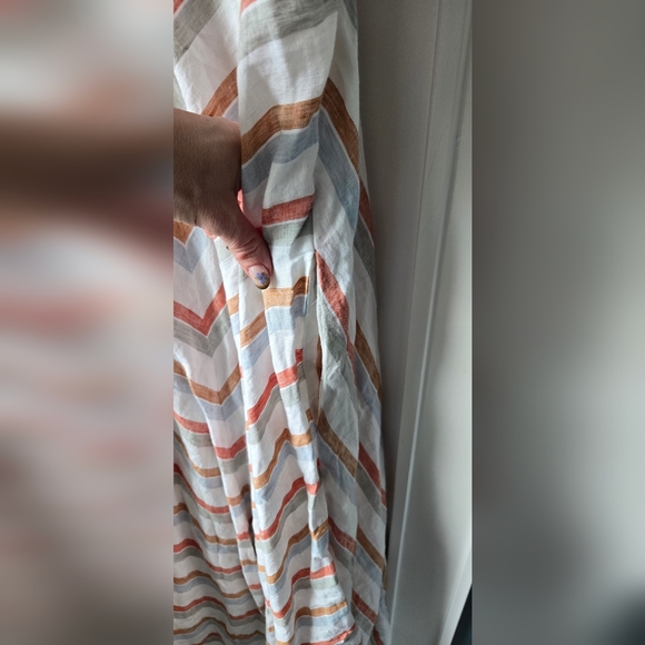 Madewell Striped V-Neck Midi Dress in 100% Linen - Picture 9 of 11